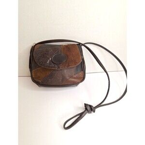 Genuine Leather Brown Patchwork Crossbody Bag Bohemian‎ Hippie Western Festival